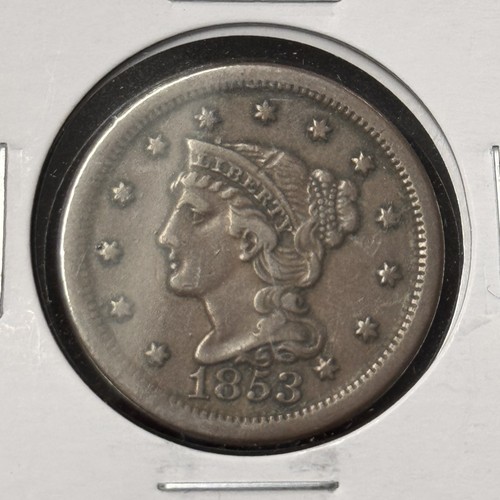 1853 braided hair large - hair, cent