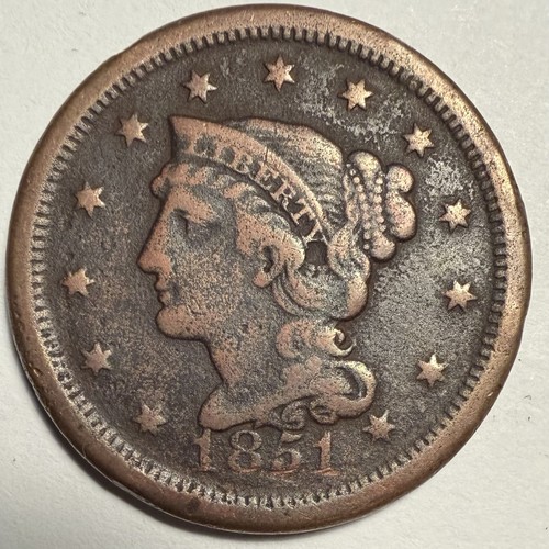 1851 large cent - vf,