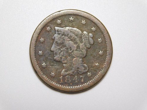 Coins 1847 braided hair - 1847,