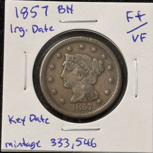 1857 key date large cent - 1c,