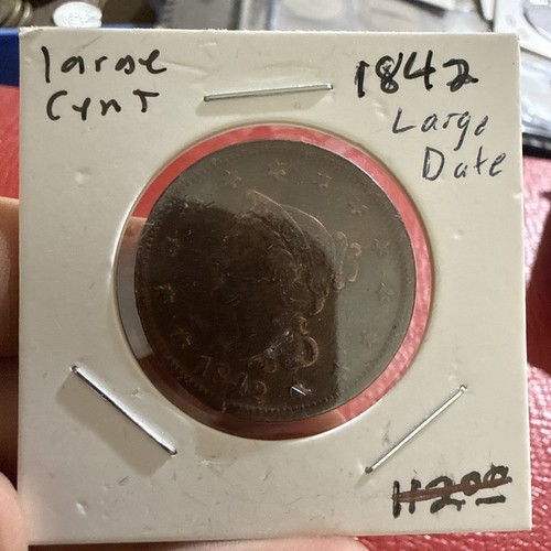 1842 toned large cent braided - toned,